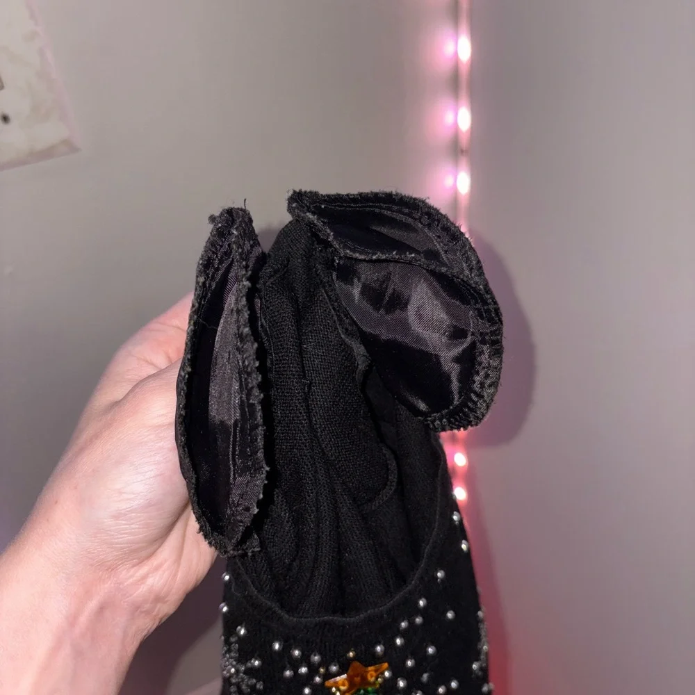 Black long sleeve blingy Christmas tree top with rhinestones and beads - Picture 8 of 8